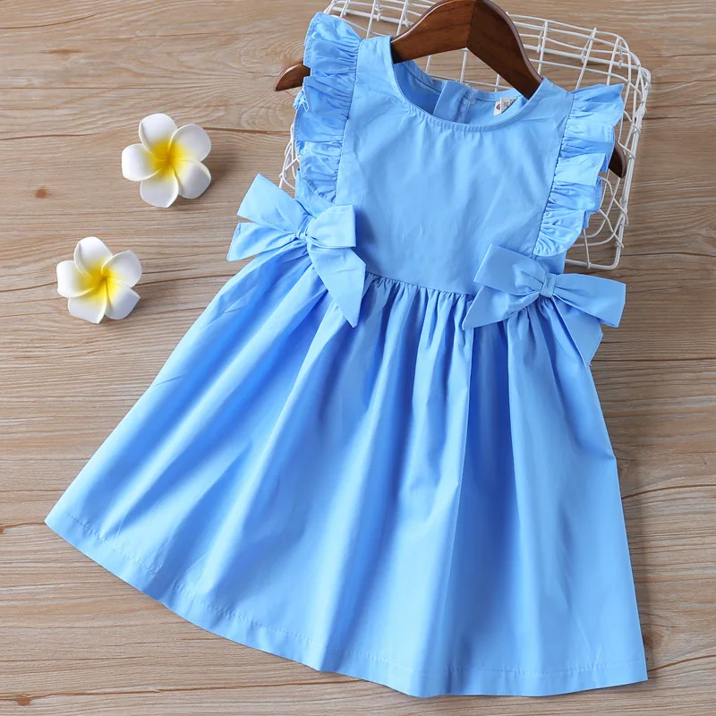 

Fashion New 2023 Baby Summer Dress Girls' Clothing Ruffle Sleevele Princess Tollder Big-bow Princess Kids Baby Girl Dress 3-8Y