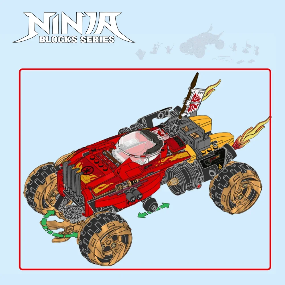

450pcs Ninja Series Kai's Katana 4X4 Car Building Blocks 70675 Technical Bricks With 5 Figures For Birthday Children Gifts
