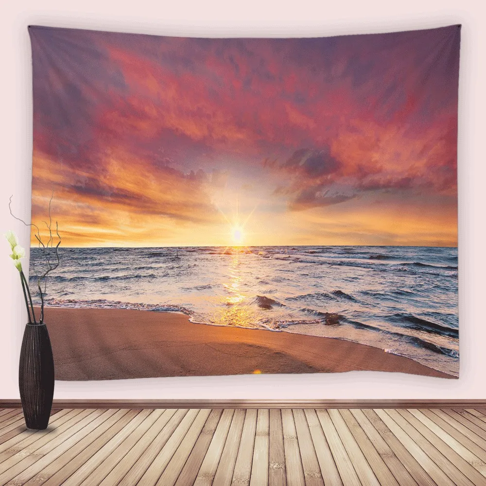 

Tropical Ocean Tapestry Wall Hanging Sea Beach Wave Sunrise Sunset Landscape Nature Tapestries for Bedroom Dorm Living Room Home