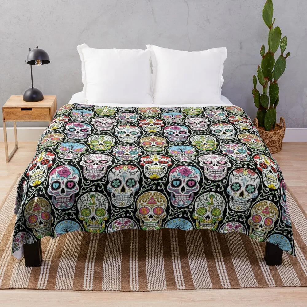 

Mexican Skull Pattern Throw Blanket Decorative Blankets Kid'S Blanket christmas decoration Picnic Blanket