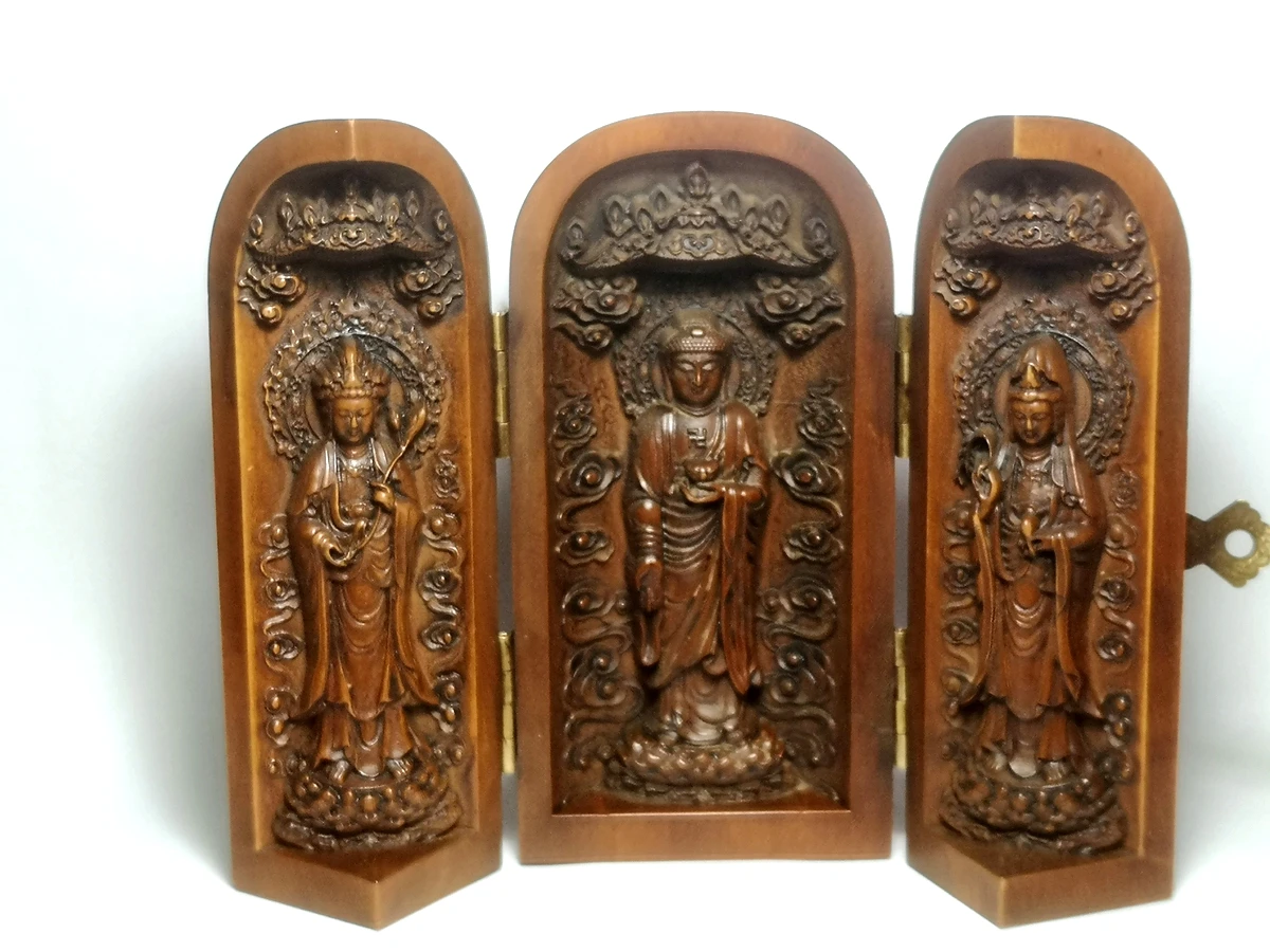 YIZHU CULTUER ART Chinese boxwood hand carved 3 Buddha Avalokitesvara figurine statue desk decoration collectable Gift
YIZHU CULTUER ART Chinese boxwood hand carved 3 Buddha Avalokitesvara figurine statue desk decoration collectable Gift