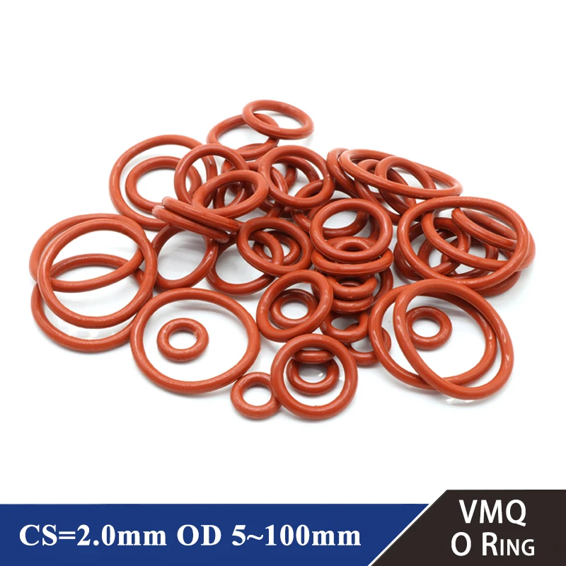 10/50Pcs Food Grade VMQ O Ring Gasket CS 2mm OD 5 ~ 100mm Waterproof Washer Round O Shape Rubber Silicone Ring Red
10/50Pcs Food Grade VMQ O Ring Gasket CS 2mm OD 5 ~ 100mm Waterproof Washer Round O Shape Rubber Silicone Ring Red