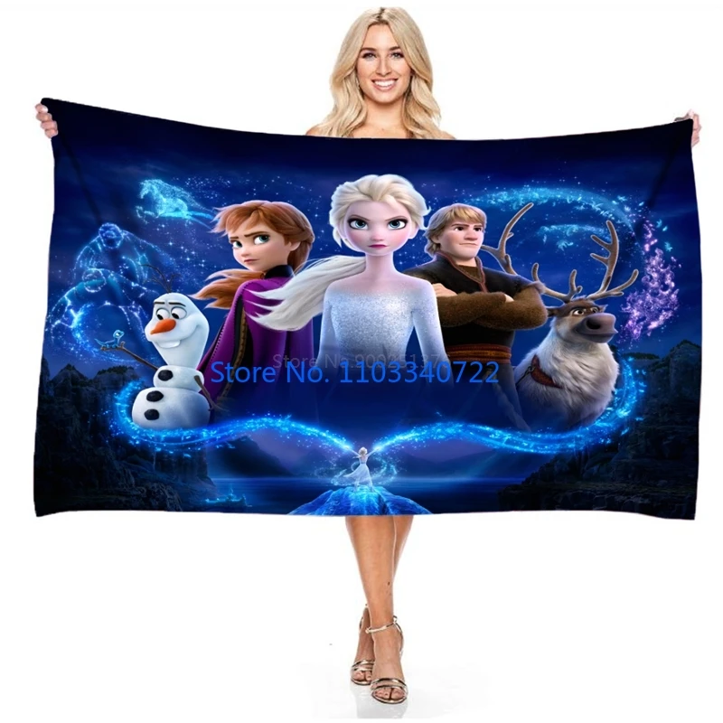 

3D Print Frozen Elsa Anna Princess Bath Towels Microfiber Beach Swimming Towel Decor for Adults Kids Gift 75x150cm