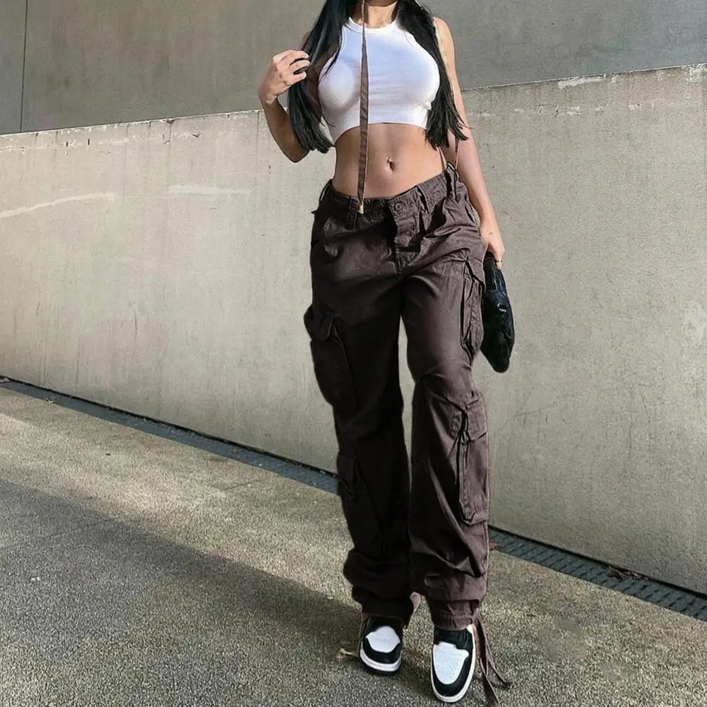 Ladies Pants Vintage High Waist Ladies Cargo Pants with Elastic Waist Multi Pockets Soft Loose Straight Leg Streetwear for Women
Ladies Pants Vintage High Waist Ladies Cargo Pants with Elastic Waist Multi Pockets Soft Loose Straight Leg Streetwear for Women