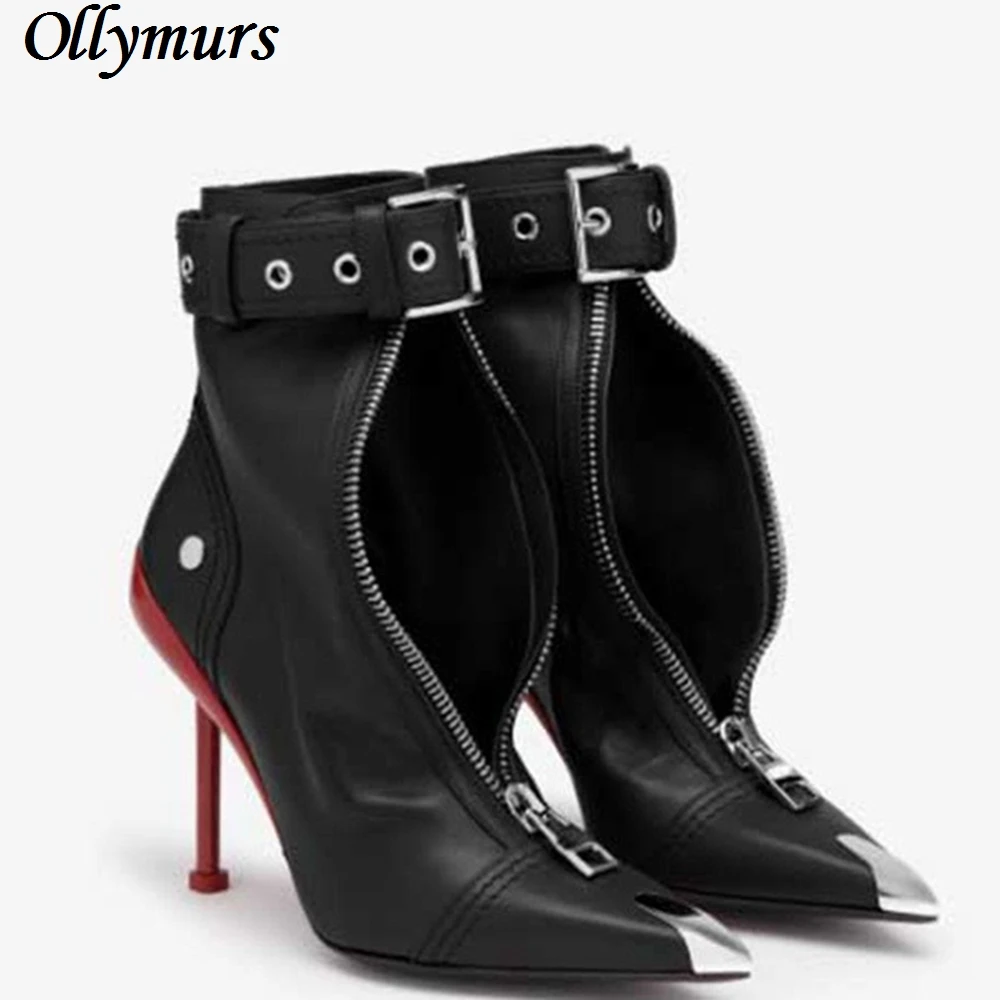 European and American New with Metal Pointed Front Zipper Belt Buckle Locomotive plus size ankle boots shoes women
European and American New with Metal Pointed Front Zipper Belt Buckle Locomotive plus size ankle boots shoes women