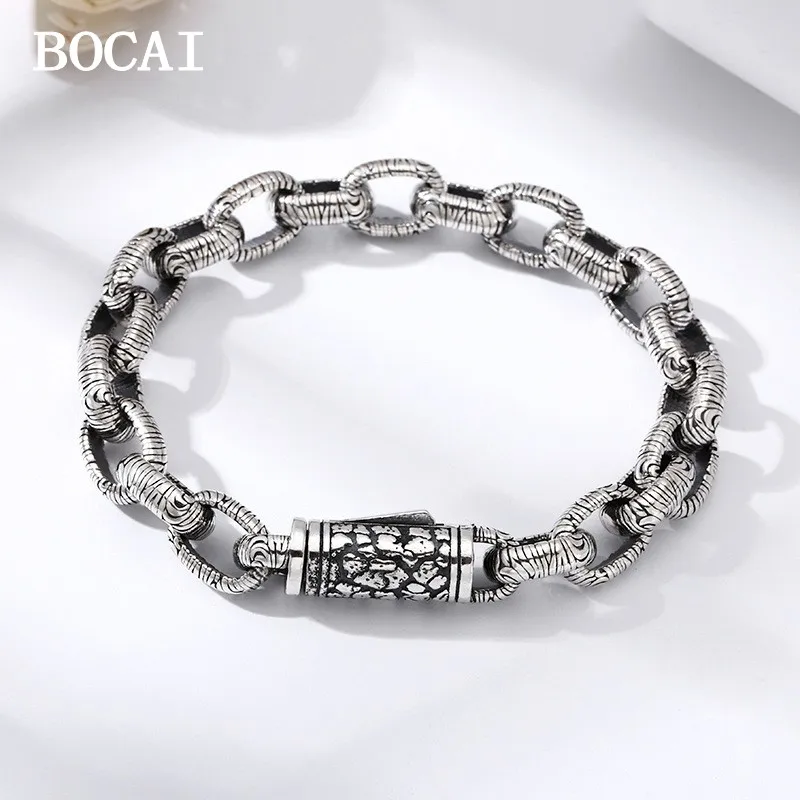 Новинка, Мужской винтажный Модный Круглый браслет BOCAI из стерлингового серебра S925 пробы с узором из толстого камня, 10 мм
Новинка, Мужской винтажный Модный Круглый браслет BOCAI из стерлингового серебра S925 пробы с узором из толстого камня, 10 мм