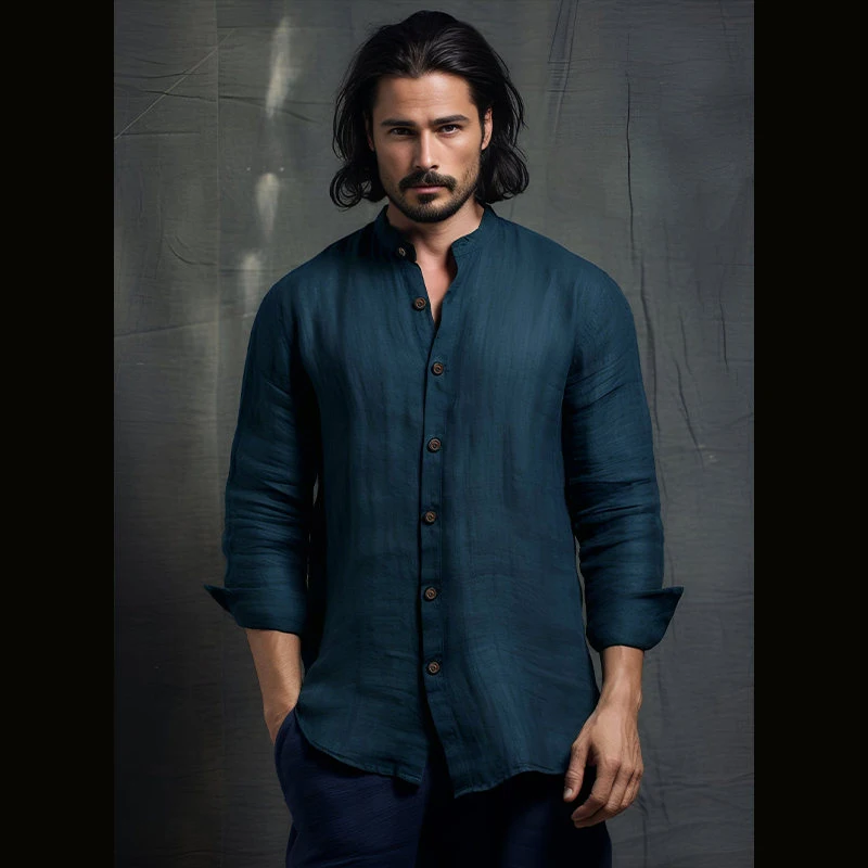 New Medieval Men's Vintage Shirt Cotton Linen Crepe Henley Collar Shirt Solid Color Fashion Casual Long-sleeved Shirt
New Medieval Men's Vintage Shirt Cotton Linen Crepe Henley Collar Shirt Solid Color Fashion Casual Long-sleeved Shirt