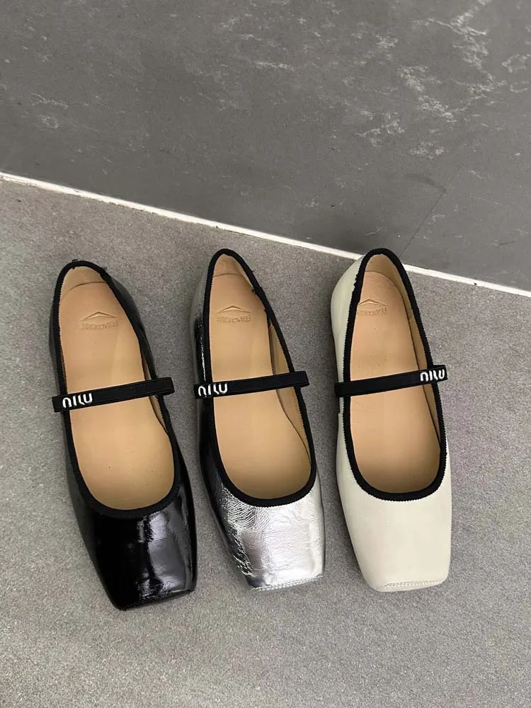 Women Ballet Flats Fashion Square Toe Pumps Female Mary Jane Shoes Soft Leather Slip-on Casual Shoes Office Lady Work Thin Shoes S1f2e98a57ea745e5a1bf2a3b9535877eo