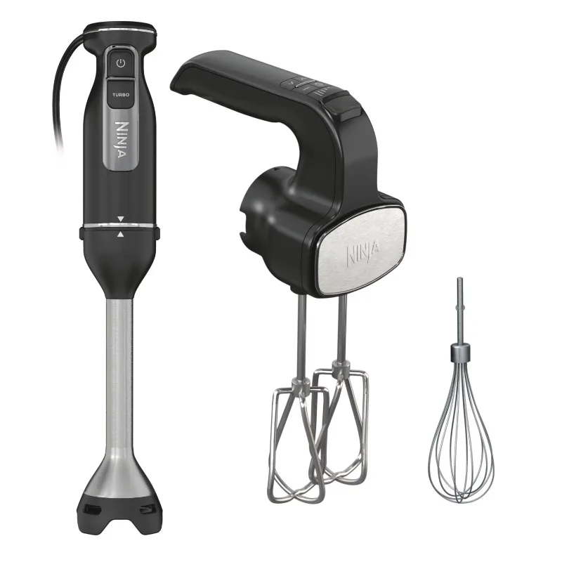 

Ninja Foodi Power Mixer System, Black Hand Blender and Hand Mixer Combo with Whisk and Beaters, 3-Cup Blending Vessel, CI100