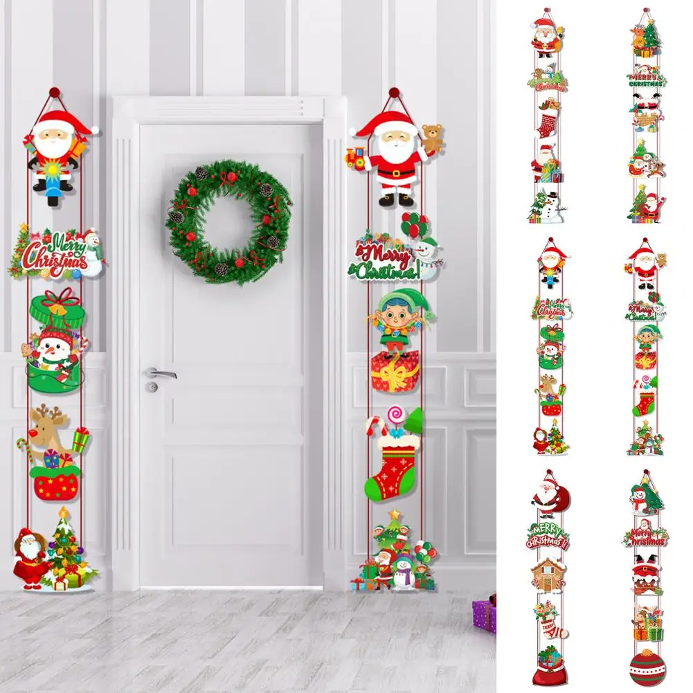 

Holiday Door Decoration Beautiful Holiday Ornament Festive Christmas Door Hanging Pendants Snowman Santa Claus Elk Stocking
