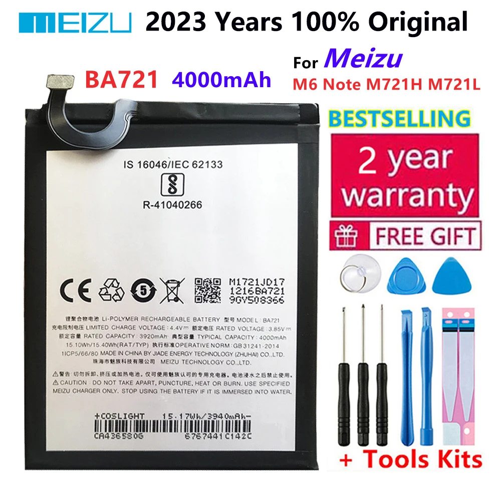 MEIZU 4000 мАч BA721 100% оригинальный сменный аккумулятор для Meizu M6 Note M721H M721L Мобильный телефон батареи
MEIZU 4000 мАч BA721 100% оригинальный сменный аккумулятор для Meizu M6 Note M721H M721L Мобильный телефон батареи