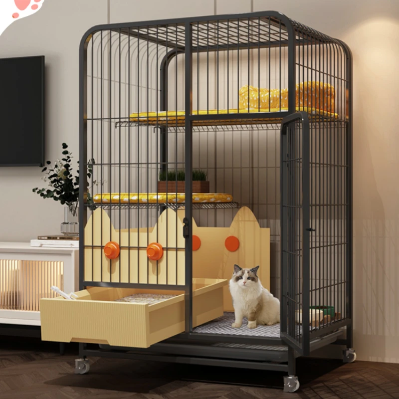 

Cat Cage Home Indoor with Toilet Litter Box Cat Nest Integrated Super Large Free Space Cat Villa Cat Empty Cage