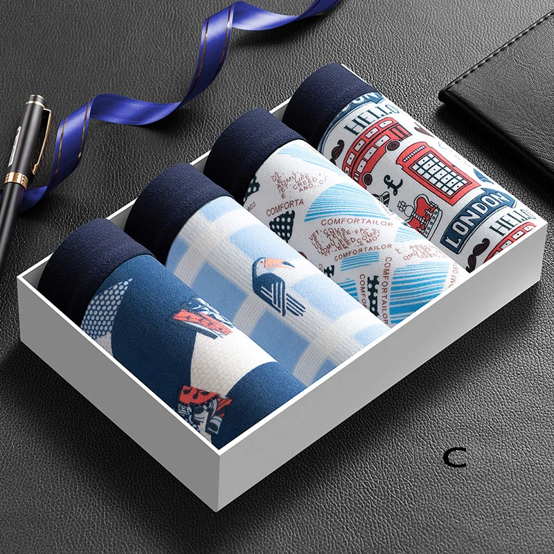 4Pcs/set Fashionable Printed Boxers Ice Silk Underpants Men's Flat Corner Bacteriostasis Underpants Breathable Boxers
4Pcs/set Fashionable Printed Boxers Ice Silk Underpants Men's Flat Corner Bacteriostasis Underpants Breathable Boxers