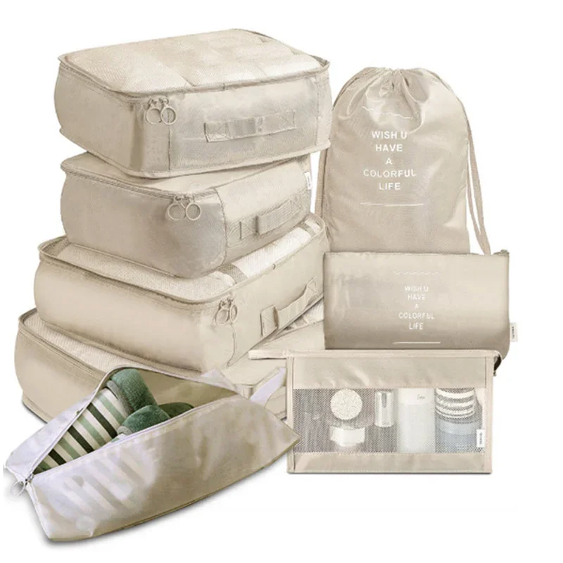 

8Pcs Folding Travel Organizer Storage Bags Wardrobe Cube Suitcase Packing Set Storages Luggage Clothes Shoe Box