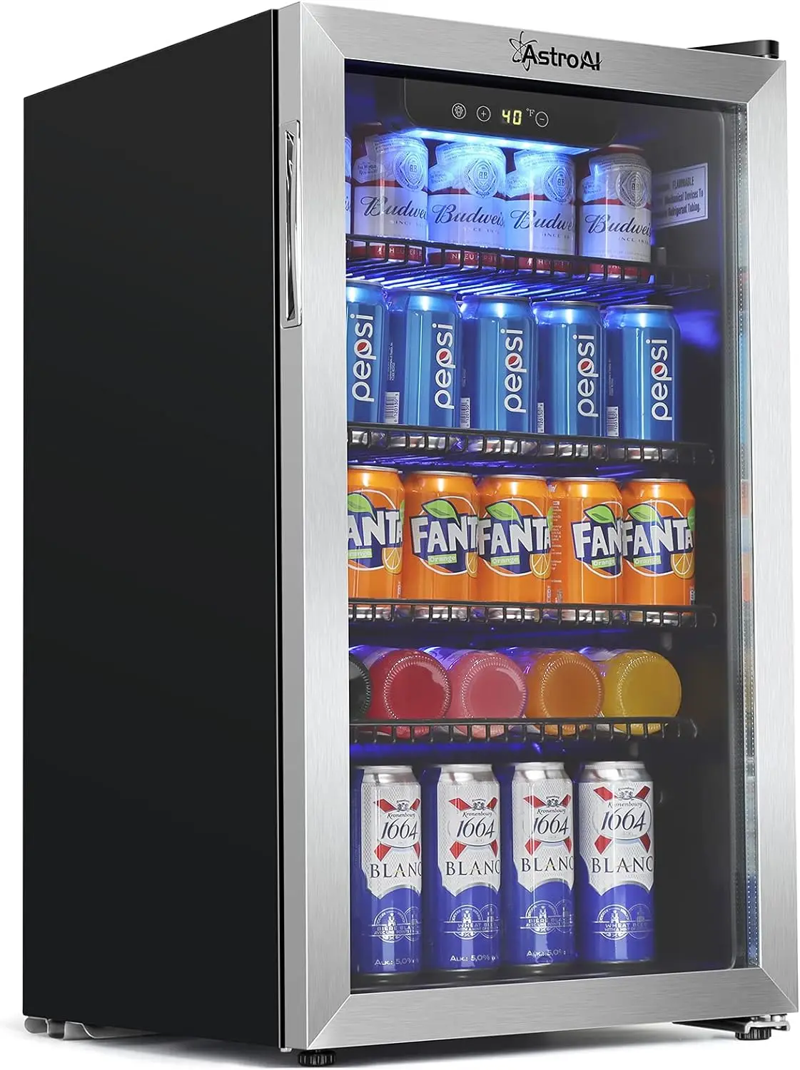 

Холодильник для напитков с температурным контролем, 3,2 куб. Футов, 120 банок, мини-холодильник со стеклянной дверцей для пива, газировки или вина