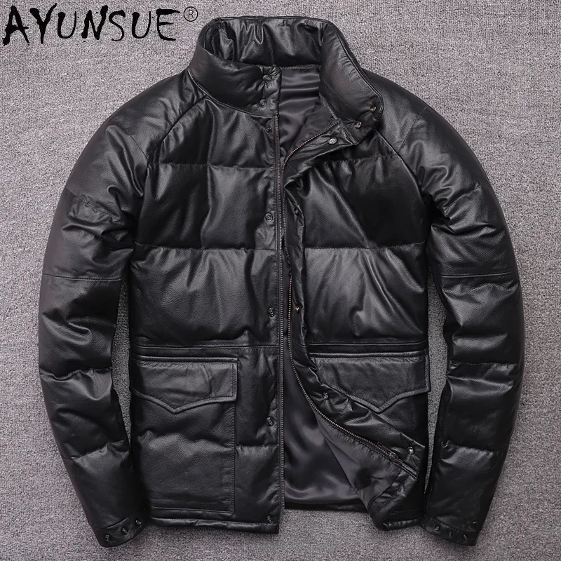 

AYUNSUE Fashion Casual Black Winter Coats Men Cow Jacket Jackert Thick Mens Winter Warm Short Jacket Men Clothing Ropa De Hombre