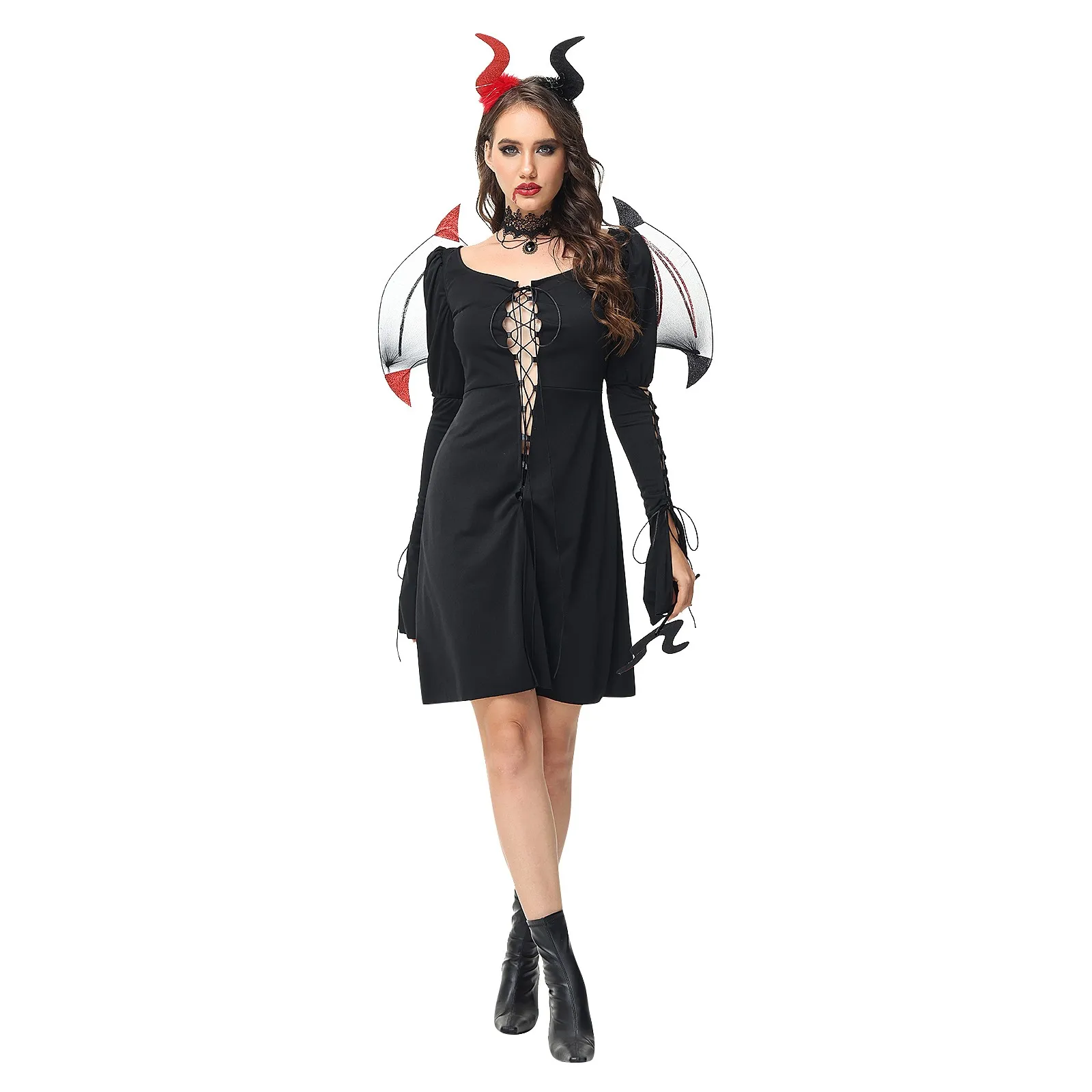 Ladies Halloween Costume Uniform Suit Cosplay Cosplay Sexy Little Devil Suit платье женское Vestido Feminino Robes Longues 
Ladies Halloween Costume Uniform Suit Cosplay Cosplay Sexy Little Devil Suit платье женское Vestido Feminino Robes Longues