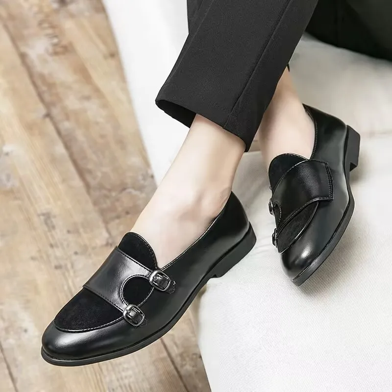 

New British Men's Black Brown Monk Strap Oxford Leather Shoes Moccasins Wedding Prom Homecoming Party Footwear Zapatos Hombre