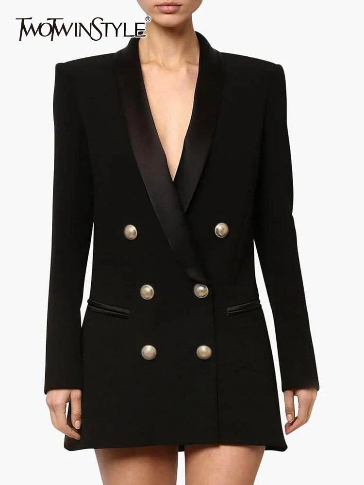 TWOTWINSTYLE Solid Patchwork Pocket Blazer For Women Notched Collar Long Sleeve Spliced Button Temperament Blazers Female New
TWOTWINSTYLE Solid Patchwork Pocket Blazer For Women Notched Collar Long Sleeve Spliced Button Temperament Blazers Female New