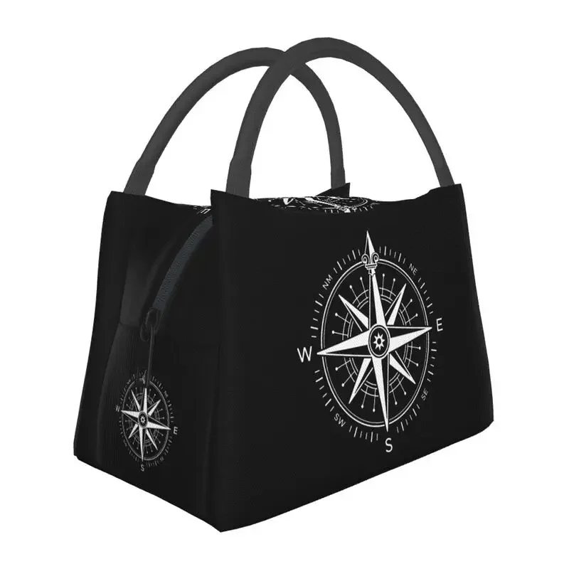 

Vintage Nautical Compass Portable Lunch Boxes Women Captain Anchor Boat Thermal Cooler Food Insulated Lunch Bag Office Container