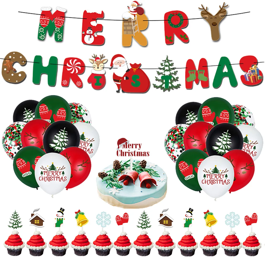 Christmas Party Santa Claus Christmas Tree Deer Party Decoration Set Flag Balloon Decoration Family Photography Disposable
Christmas Party Santa Claus Christmas Tree Deer Party Decoration Set Flag Balloon Decoration Family Photography Disposable