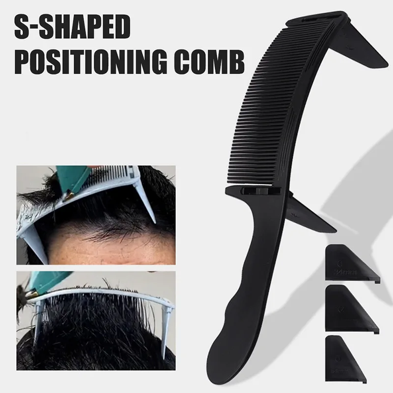 

1pc Men's Hair Cutting Comb S-shaped Push Cut Curved Flat Curved Comb Hair Salon Hairdressing Caliper Positioning Limit Comb