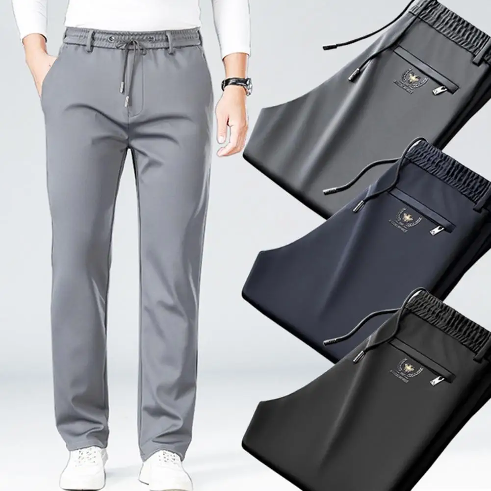 

Брюки мужские деловые с прямыми штанинами, дышащие тренировочные штаны на шнуровке, с эластичным поясом и боковыми карманами, повседневная спортивная одежда для мужчин