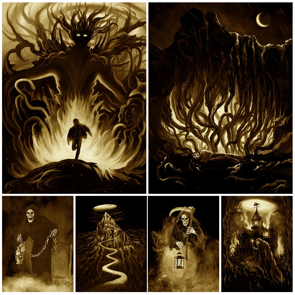 Skeleton Gravesite And Haunted House Vintage Wall Art Canvas Painting Mysterious Witch Home Art Poster And Print Decoration
Skeleton Gravesite And Haunted House Vintage Wall Art Canvas Painting Mysterious Witch Home Art Poster And Print Decoration