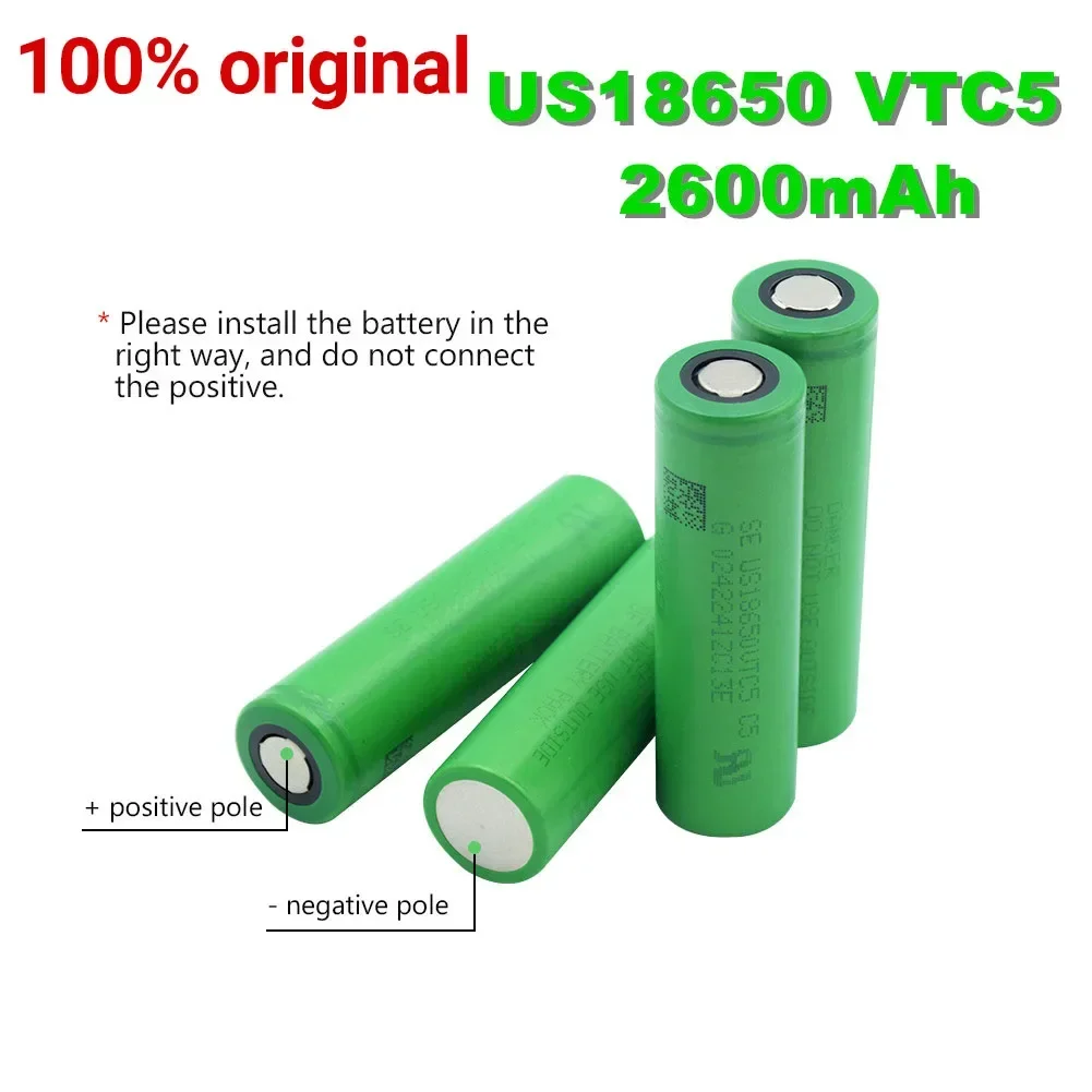 

100% Original 3.7 V Volt Rechargeable US18650 VTC5 2600mAh VTC5 18650 Battery Replacement 3.7V 2600mAh 18650 Batteries