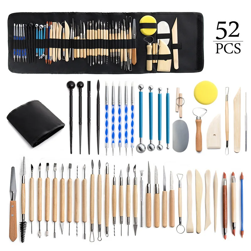 52pcs/set Pottery Polymer Clay Sculpting Tools Carving Tool Kit With Carrying Case Bag For Beginners Professionals Modeling DIY
52pcs/set Pottery Polymer Clay Sculpting Tools Carving Tool Kit With Carrying Case Bag For Beginners Professionals Modeling DIY