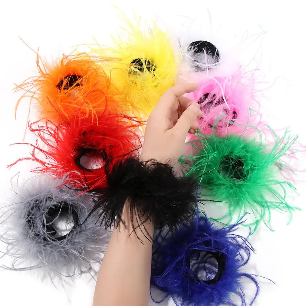 

Women's Soft Fur Feather Slap Bracelets Feather Cuff Hair Accessories Anklet Bracelet Feather Wristband Slaps on Cuff Sleeves