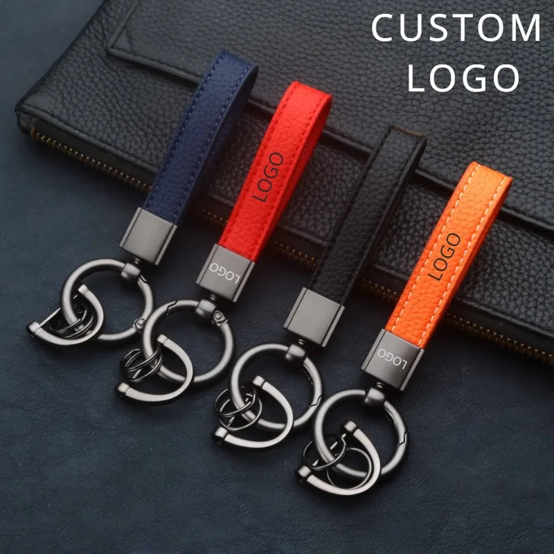 

Customized Luxury Leather Car Logo Key Chain Ring Laser Engrave Keychain for Men and Women Retro Vintage Personalize Keyring