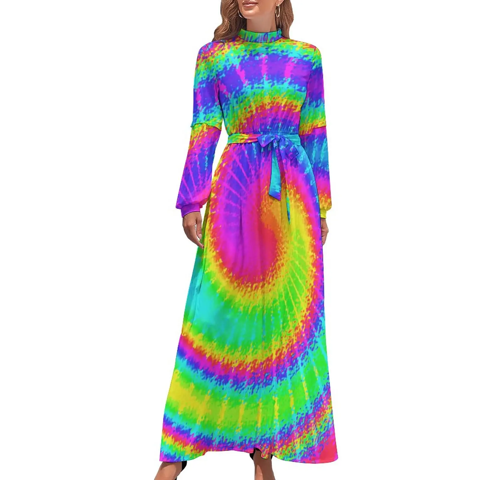 Colorful Rainbow Dress Retro 80s Hippy Bohemian Tie Dye Maxi Dress Streetwear Boho Beach Long Dresses High Neck Design Clothing
Colorful Rainbow Dress Retro 80s Hippy Bohemian Tie Dye Maxi Dress Streetwear Boho Beach Long Dresses High Neck Design Clothing