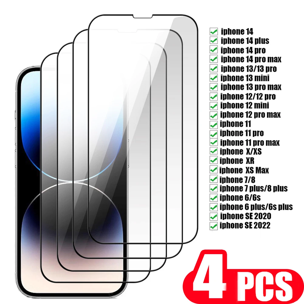 Защитное стекло 9D для iphone, 4 шт., закаленное стекло для iphone 14 pro, 13, 12 mini, 11, SE 2022, 7, 8 plus, X, XS, max, XR, 6, 6s
Защитное стекло 9D для iphone, 4 шт., закаленное стекло для iphone 14 pro, 13, 12 mini, 11, SE 2022, 7, 8 plus, X, XS, max, XR, 6, 6s