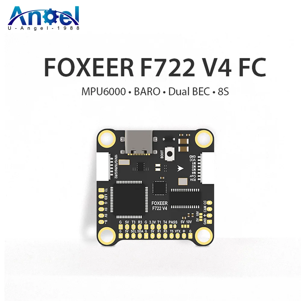 

Foxeer F722 V4 MPU6000 FC 8S Dual BEC Barometer X8 Flight Controller 30.5X30.5mm Φ4mm 8S LIPO for FPV Freestyle Drones DIY Parts