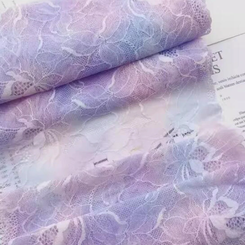 

50Yards Pink Purple Floral Embroidery Stretch Elastic Lace Trims For Sewing Underwear Bra Dancing Dress Clothes Accessories