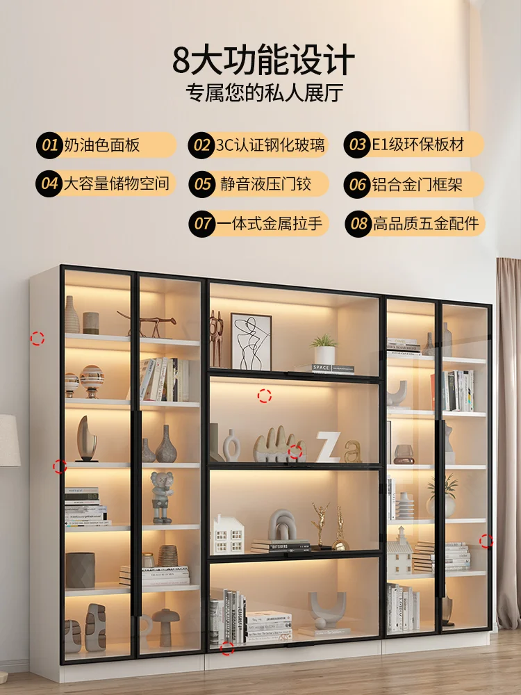 Cream style bookcase integrated whole wall, modern living room with glass door bookshelf display cabinet
Cream style bookcase integrated whole wall, modern living room with glass door bookshelf display cabinet
