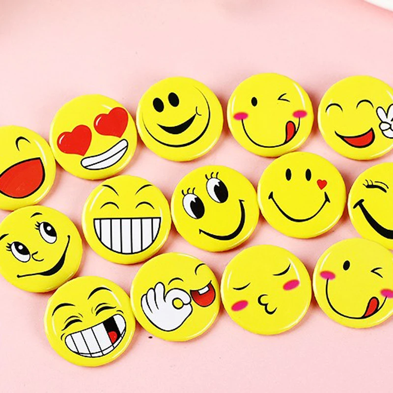 

51pcs Yellow Smiling Face Metal Cute Cartoon Pins Badges Lapel Brooches Clothes Hat Bag Badges Jewelry Children Pin Badge