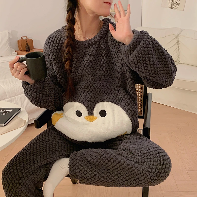 Winter Flannel Pajama Set Warm Womens Fleece Pajamas Sleepwear Cartoon Penguin Thick Soft Warm Female Nightgown Pijama Mujer
Winter Flannel Pajama Set Warm Womens Fleece Pajamas Sleepwear Cartoon Penguin Thick Soft Warm Female Nightgown Pijama Mujer