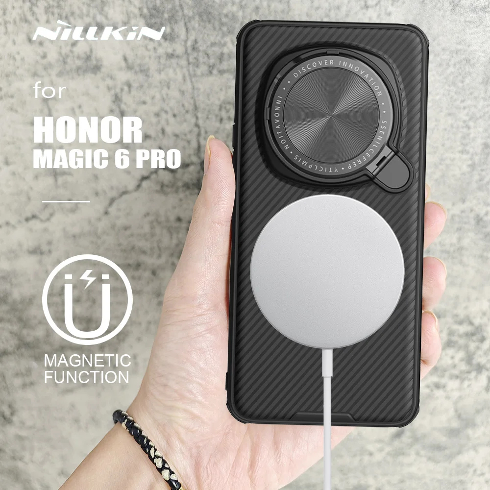 

Чехол Nillkin для Honor Magic 6 Pro, Магнитный чехол с подставкой для камеры Huawei Honor Magic 6 Pro, чехол для объектива