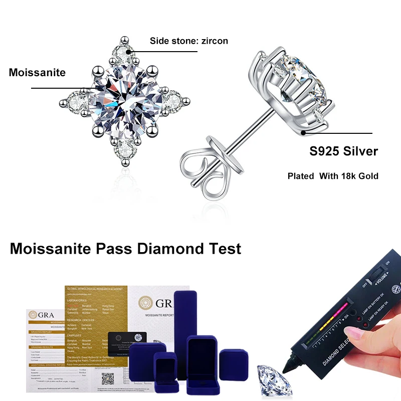 NeeTim 1ct 6.5mm D Color Moissanite Earrings 925 Sterling Silver with White Gold Plated Stud Earring Wedding Jewelry for Women 17 S1f57000439db4485a484b5aa7bf387dbm