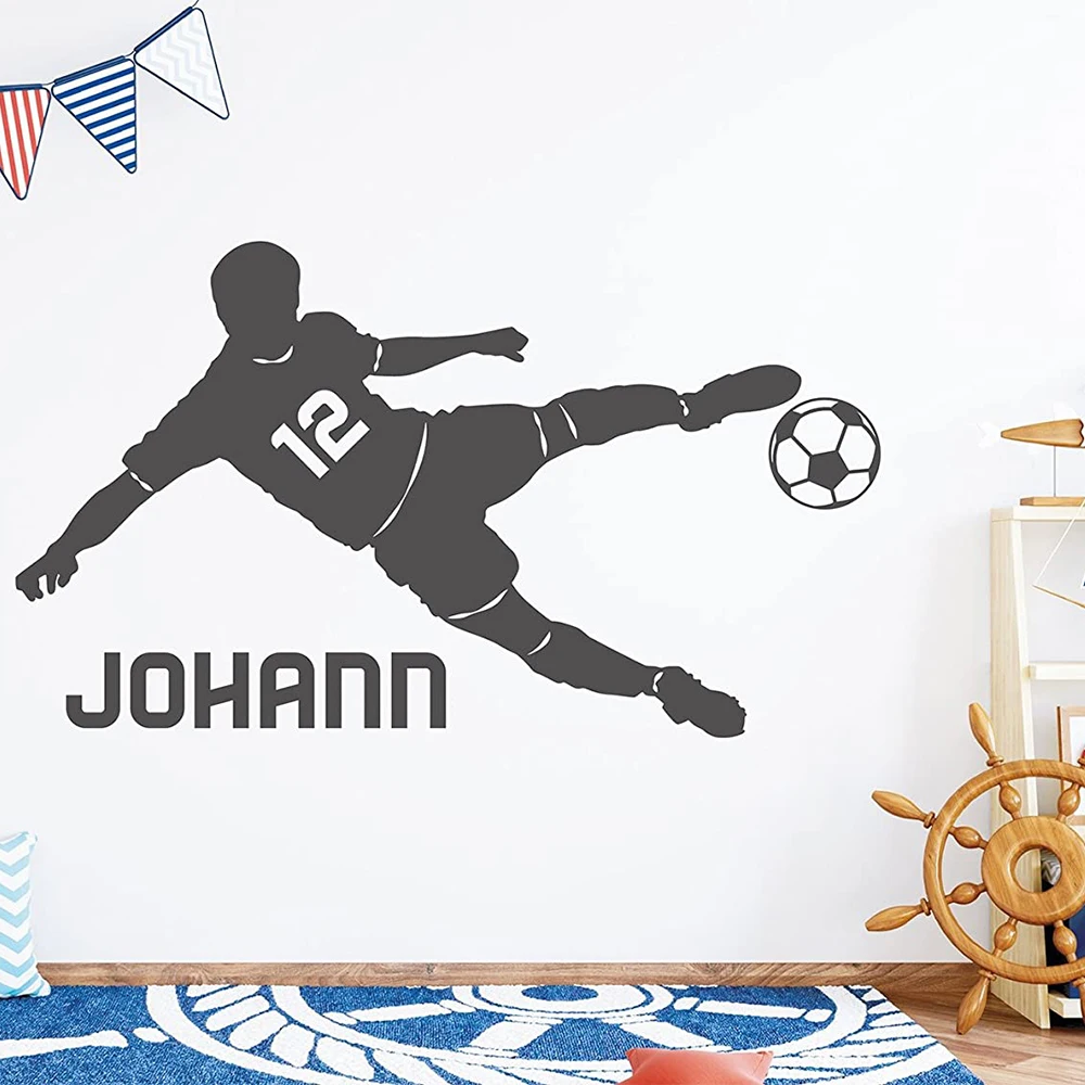 

Boys' Room Vinyl Home Sports Football Sticker Wall Sticker Boys' Name Wall Sticker Football Name and Number G-123