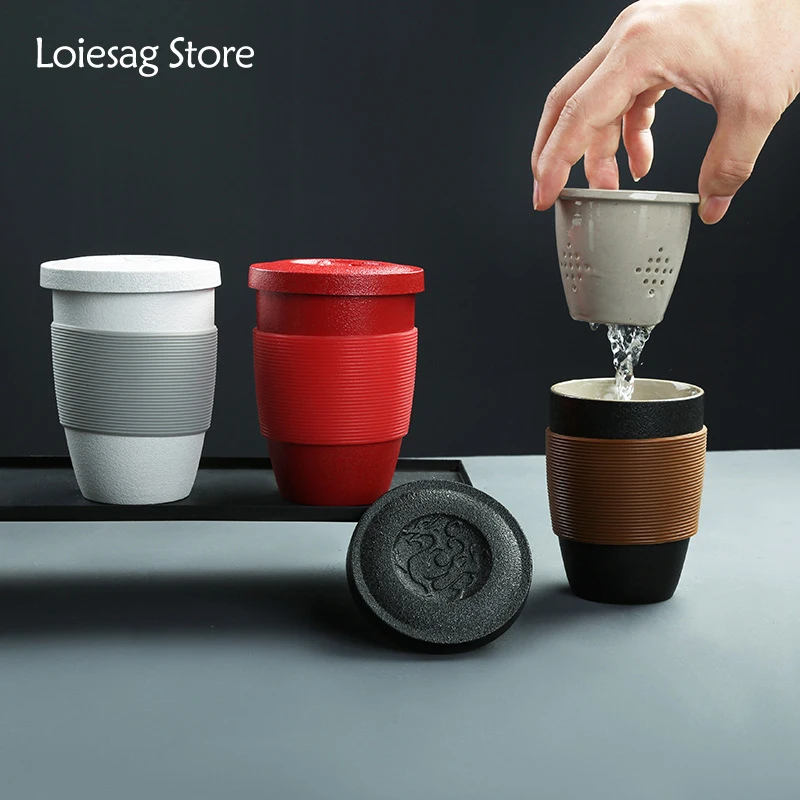 Loiesag 235ml Portable Simplicity Black Pottery TeaCup Coffee Mug Creative Travel Office Ceramic Cup With Filter Silicone Sleeve
Loiesag 235ml Portable Simplicity Black Pottery TeaCup Coffee Mug Creative Travel Office Ceramic Cup With Filter Silicone Sleeve