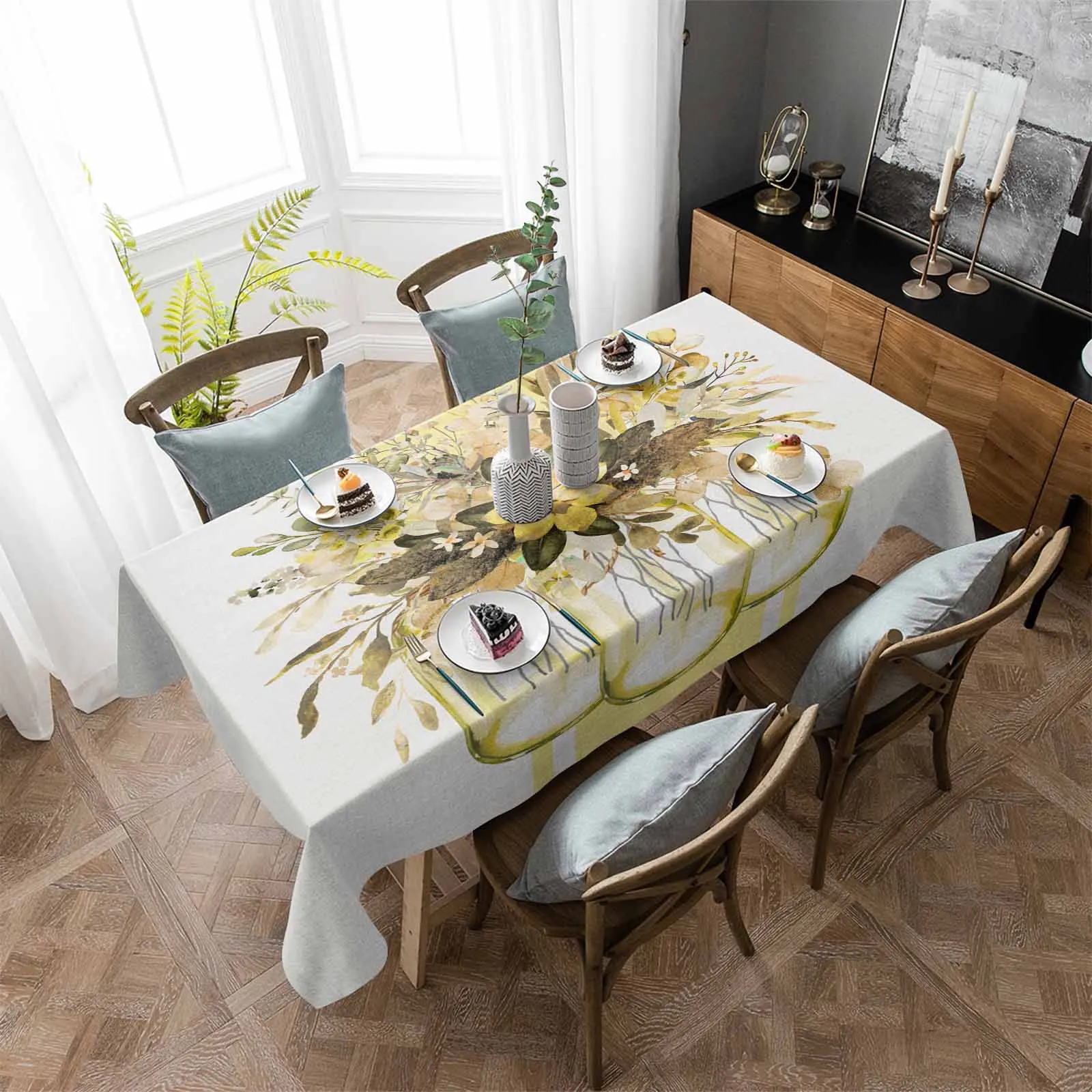 Скатерть из эвкалипта в полоску с цветами, желтая водонепроницаемая
Скатерть из эвкалипта в полоску с цветами, желтая водонепроницаемая