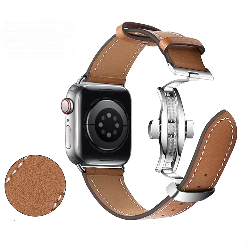Natural Grain Surface Top Layer Leather Watch Strap For iWatch 5/6/7/8/SE/Ultra Butterfly Clasp Genuine Leather Watchband 44mm
Natural Grain Surface Top Layer Leather Watch Strap For iWatch 5/6/7/8/SE/Ultra Butterfly Clasp Genuine Leather Watchband 44mm