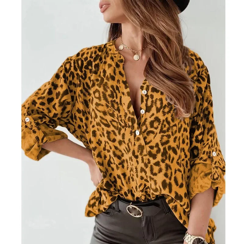 Fashion Leopard Print Women Top Digital Printing Long Sleeve Shirt 2023 Loose V Neck Pullover Blouse Bluzas Femeninas Elegantes
Fashion Leopard Print Women Top Digital Printing Long Sleeve Shirt 2023 Loose V Neck Pullover Blouse Bluzas Femeninas Elegantes