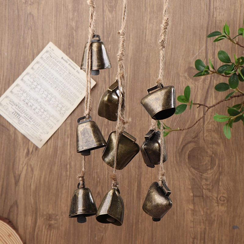 

Vintage Hemp Rope Cowbell Christmas Metal Bells Crafts Creativity Home Furnishing Wall Hanging Decoration Wedding Party Supplies