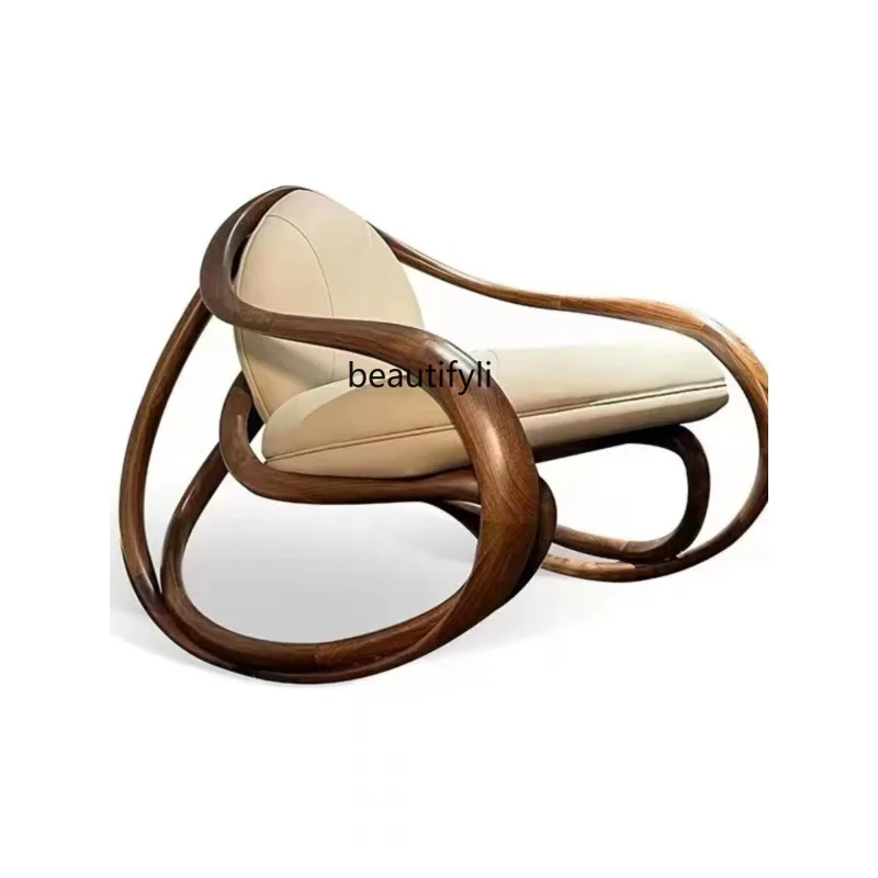 Nordic Design Black Walnut Solid Wood Rocking Chair Suitable for Balcony Living Room Creative Leisure Leather Rocking Chair
Nordic Design Black Walnut Solid Wood Rocking Chair Suitable for Balcony Living Room Creative Leisure Leather Rocking Chair