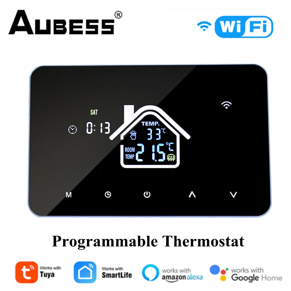 Умный термостат Tuya с Wi-Fi, программируемый контроллер температуры для электрического подогрева пола, воды/газового котла, Alexa Google Home
Умный термостат Tuya с Wi-Fi, программируемый контроллер температуры для электрического подогрева пола, воды/газового котла, Alexa Google Home