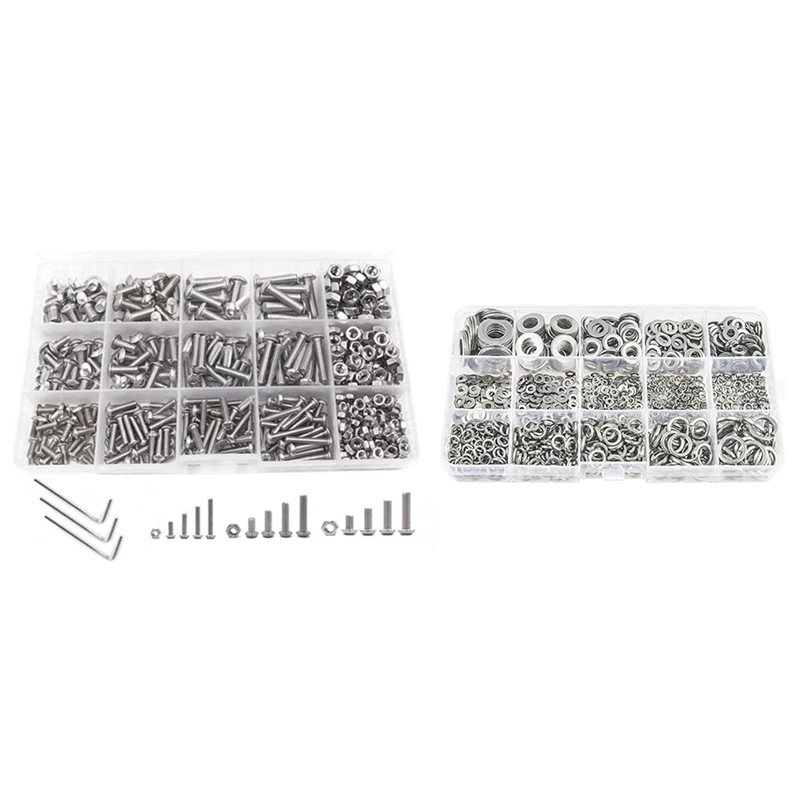 1 Set Button Head Hex Socket Head Cap Bolts Screws With Nuts & 1 Set Flat Washer And Lock Washer Assortment Set
1 Set Button Head Hex Socket Head Cap Bolts Screws With Nuts & 1 Set Flat Washer And Lock Washer Assortment Set